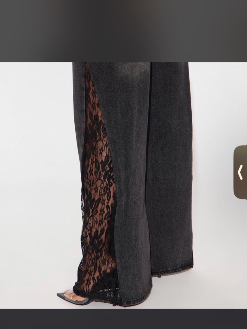Fashion Nova Black Wide-Leg Jeans with Lace Side Panels - Picture 4 of 5